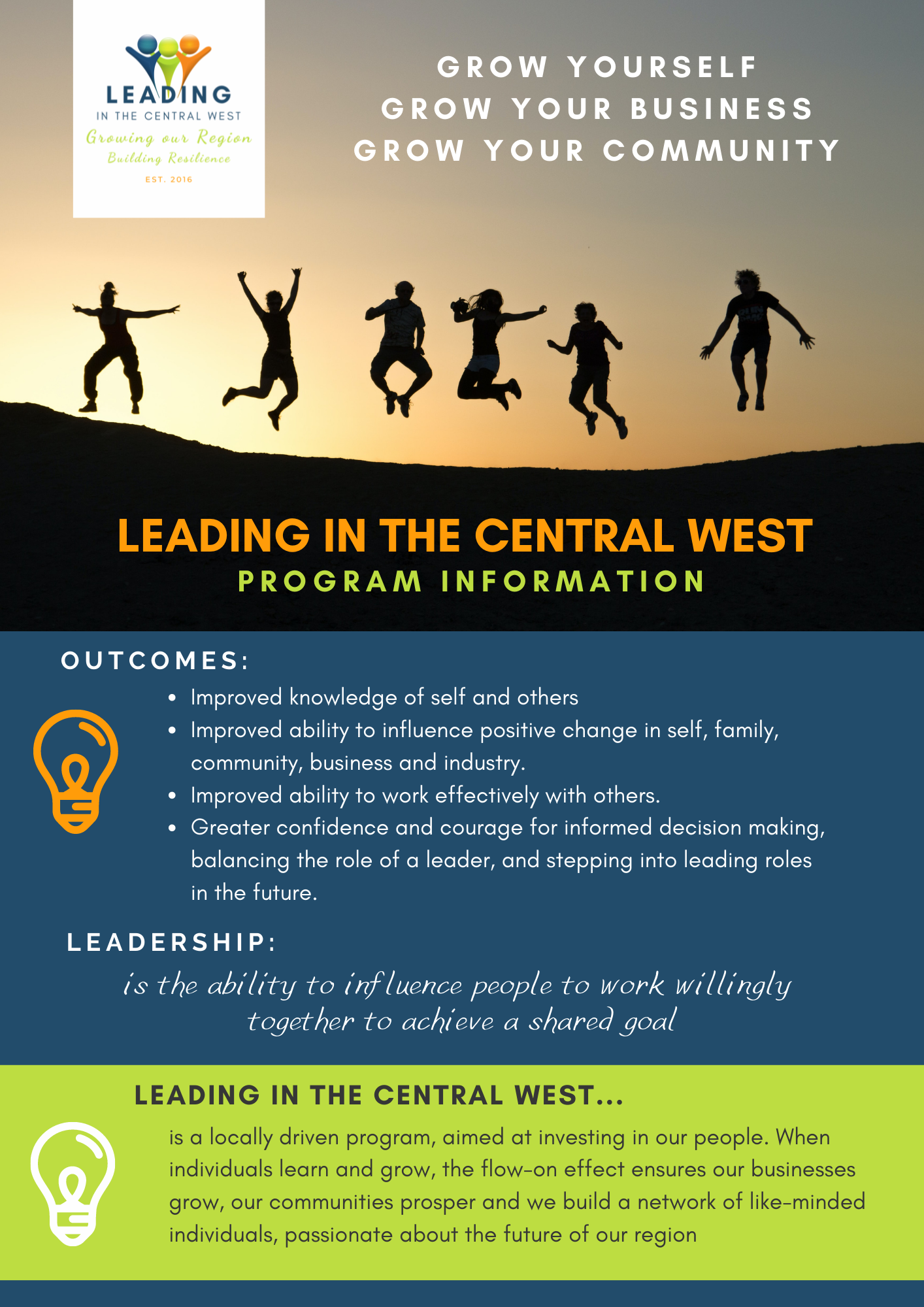 Leading in the Central West, flyer 1