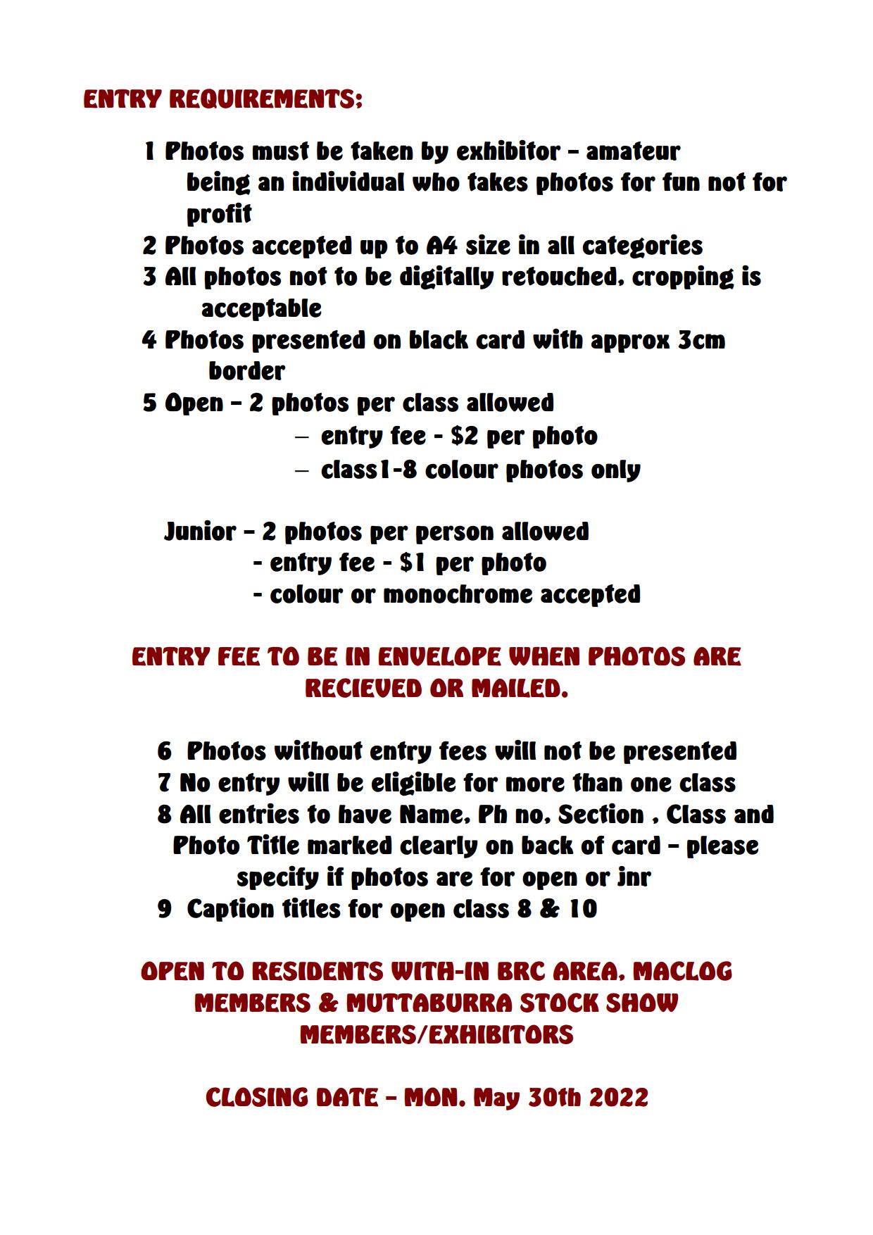 MACLOG Amateur Photo competition, Saturday 4 June 2022 Muttaburra Stock Show 2