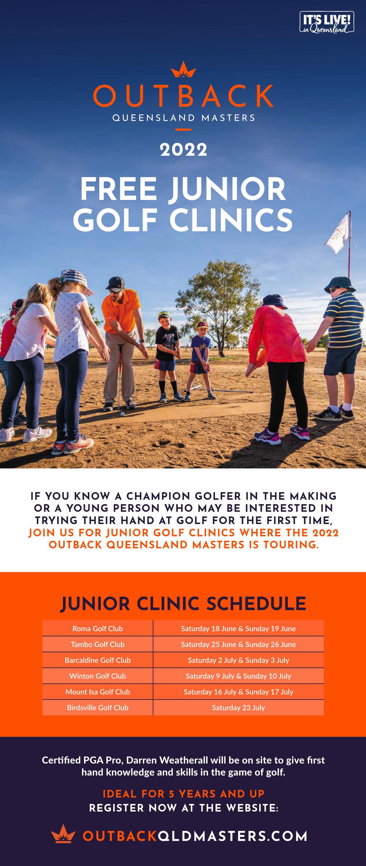 Outback Queensland Masters - Free junior golf clinics