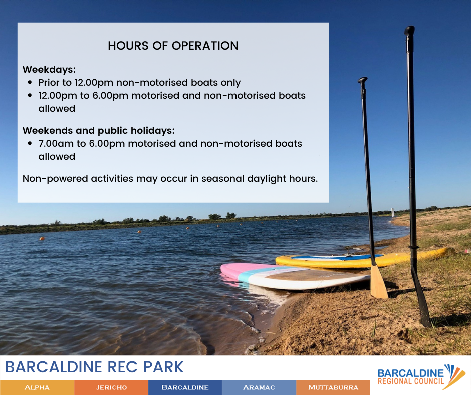 Barcaldine Rec Park - Hours of operation