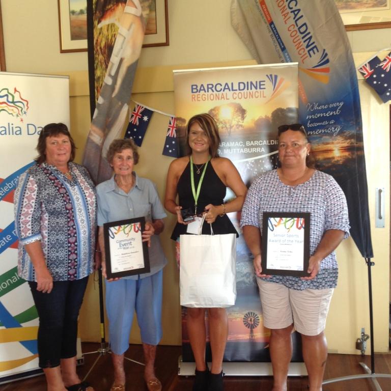 2016 Australia Day - Muttaburra - Cr Jenni Gray, Chern-ee Sutton and Muttaburra recipients